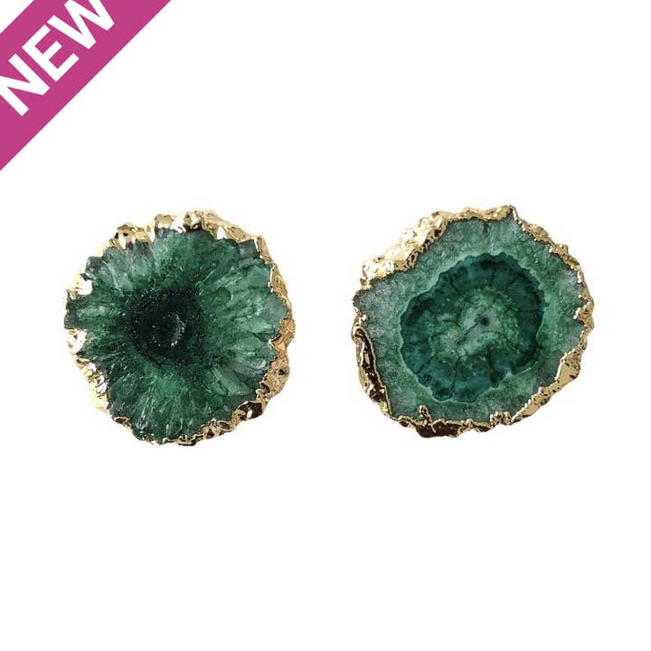 Brincos de quartzo solar verde por atacado de Colour Addict Jewellery