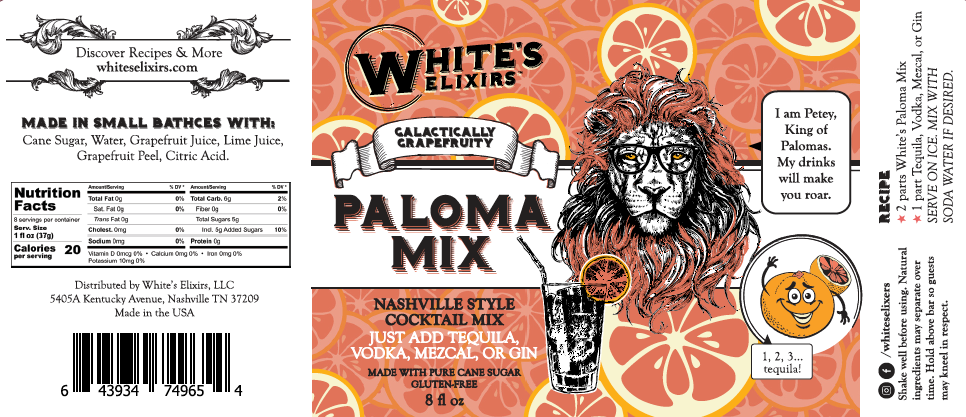 White's Elixirs - Wholesale Cocktail Mix/Syrup - White's Elixirs Paloma Mix 8oz4
