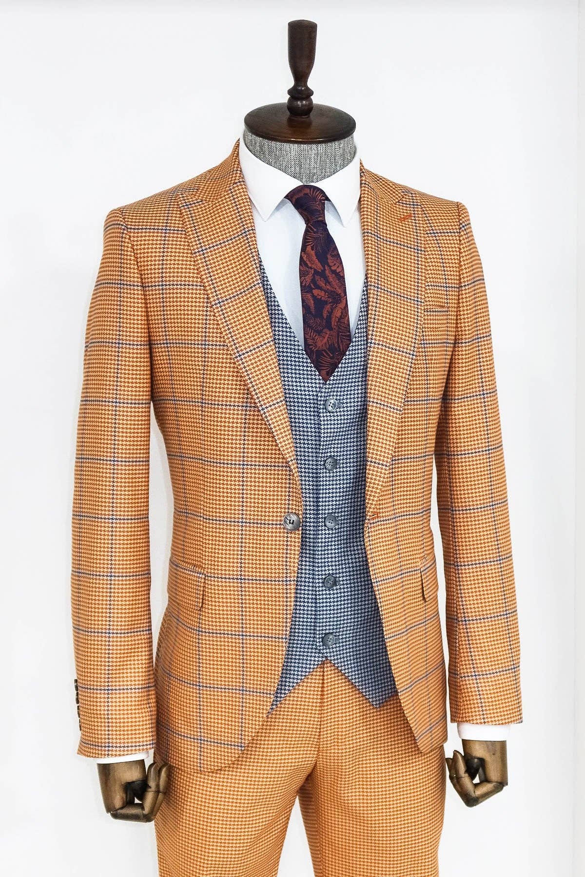 Orange Costume orange cintré à carreaux pour hommes - Wessi en vente sur Faire6