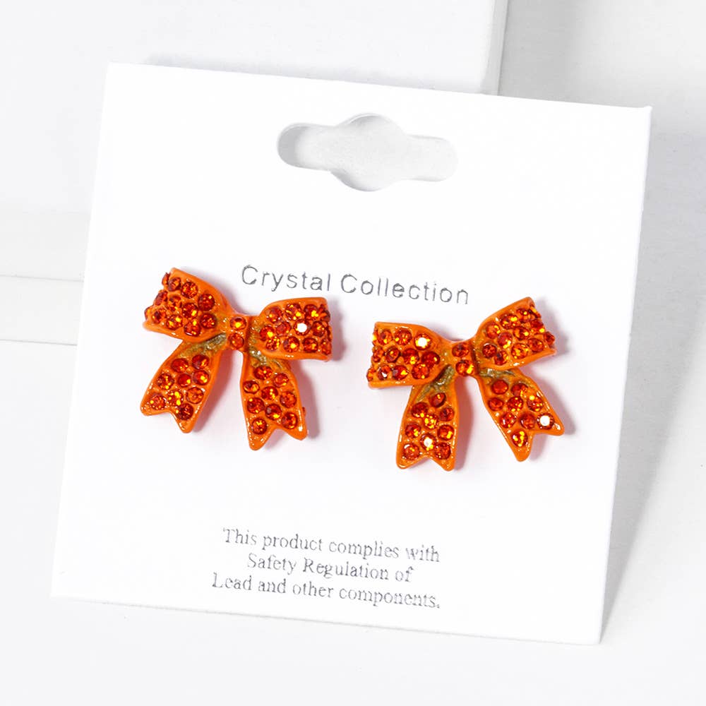 Sensibling Corp. - Wholesale Stud/Post Earrings - Crystal Rhinestone Pave Bow Stud Earrings
16