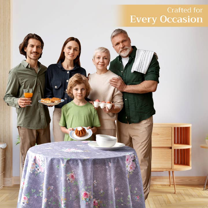 Maison d'Hermine - Design in Every Thread - Wholesale Tablecloth - Cotton Tablecloths - 3 Shapes - Sweet Rose Lavender -Country10