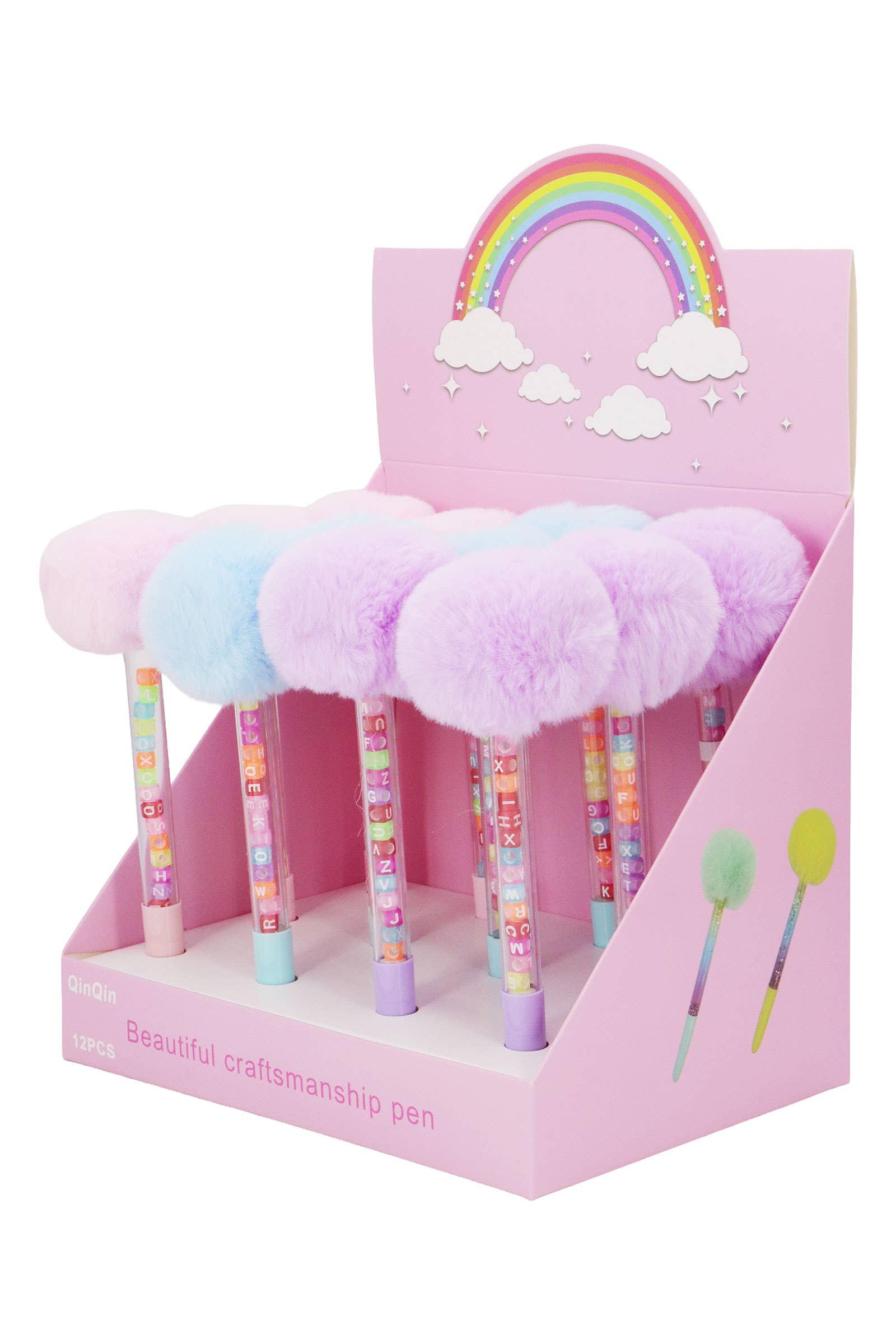 ASSORTED Fuzzy Pom Pom Fairy Stick Alphabet Dice Pen for wholesale on Faire1