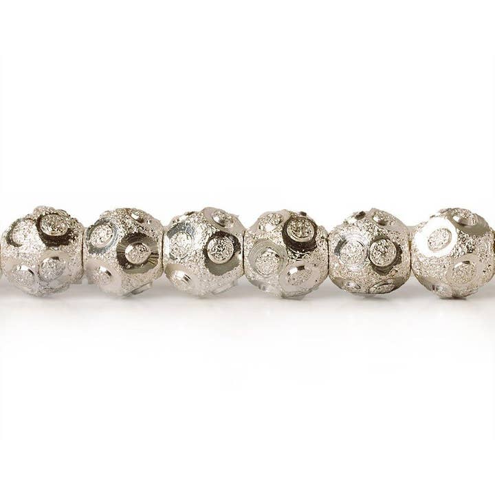 The Bead Traders - Wholesale Beads - 6mm Sterling Silver Plated Brass Circle Stardust Rounds 8 inch 37 beads