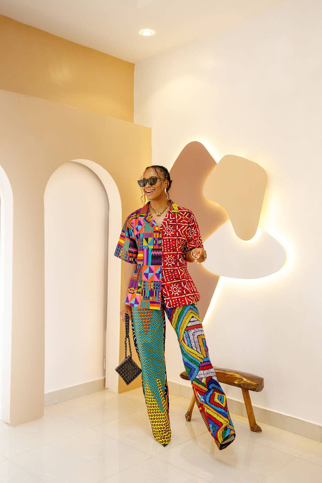 DUA MENKA - Vente Ensemble haut et pantalon (PAS d'intérieur) - Femme - Ensemble Chemise & Pantalon Patchwork Umunna1