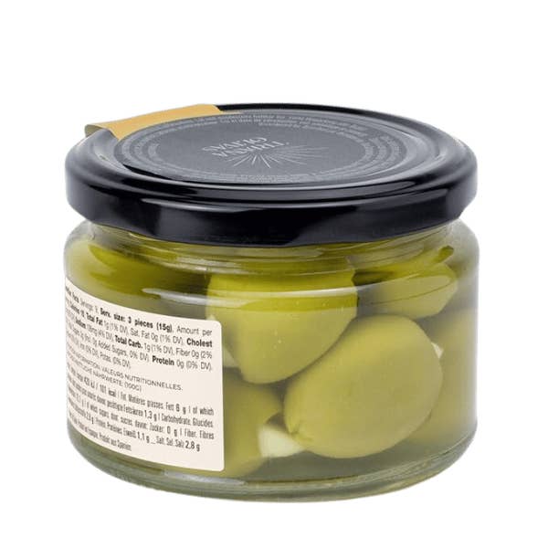The French Farm - Wholesale Olives - Triana Olivas Garlic stuffed Gordal Olives 9.88oz1
