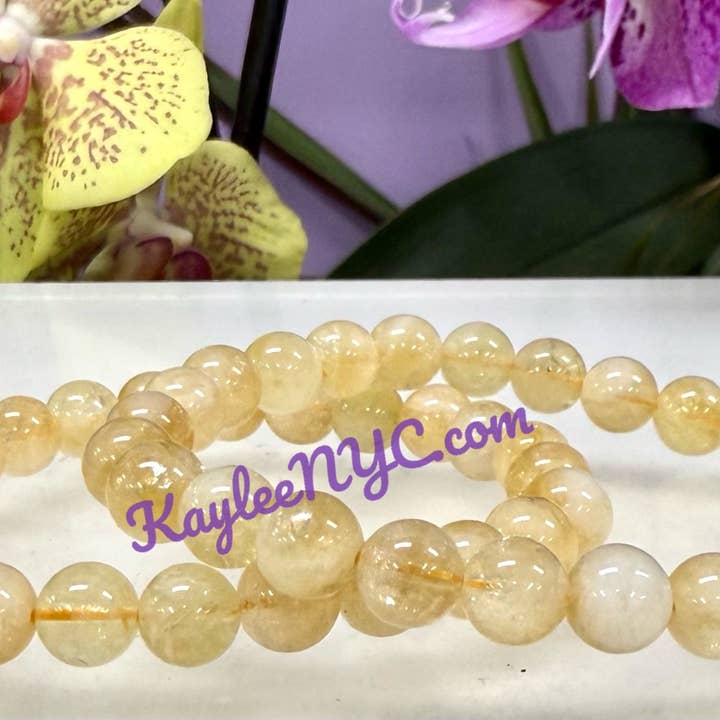 KayleeNYC - Wholesale Beaded Bracelet - Citrine 8mm 7.5” Crystal Stretch Bracelets7