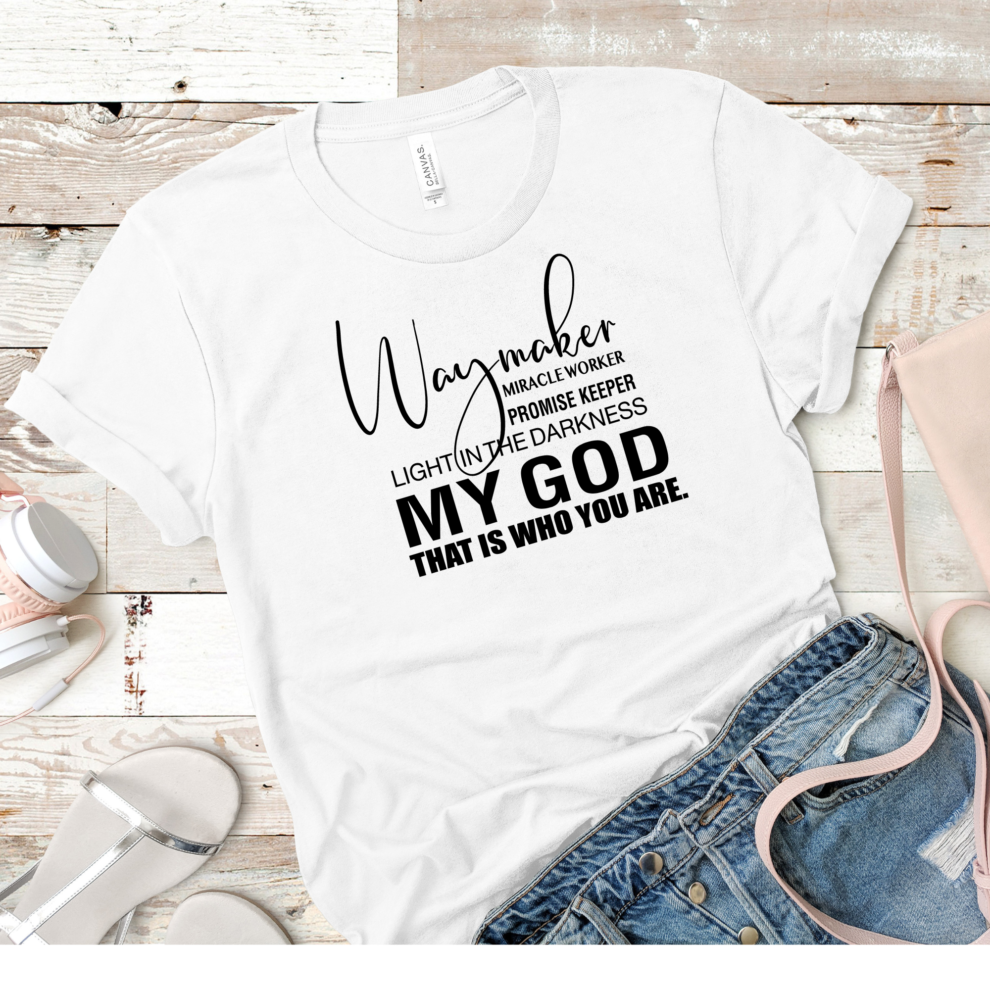 Love Ann Joy Apparel, LLC - Wholesale T-shirt met print - Dames - Waymaker Geloofsinspirerend Christelijk T-shirt - Wonderwerker2