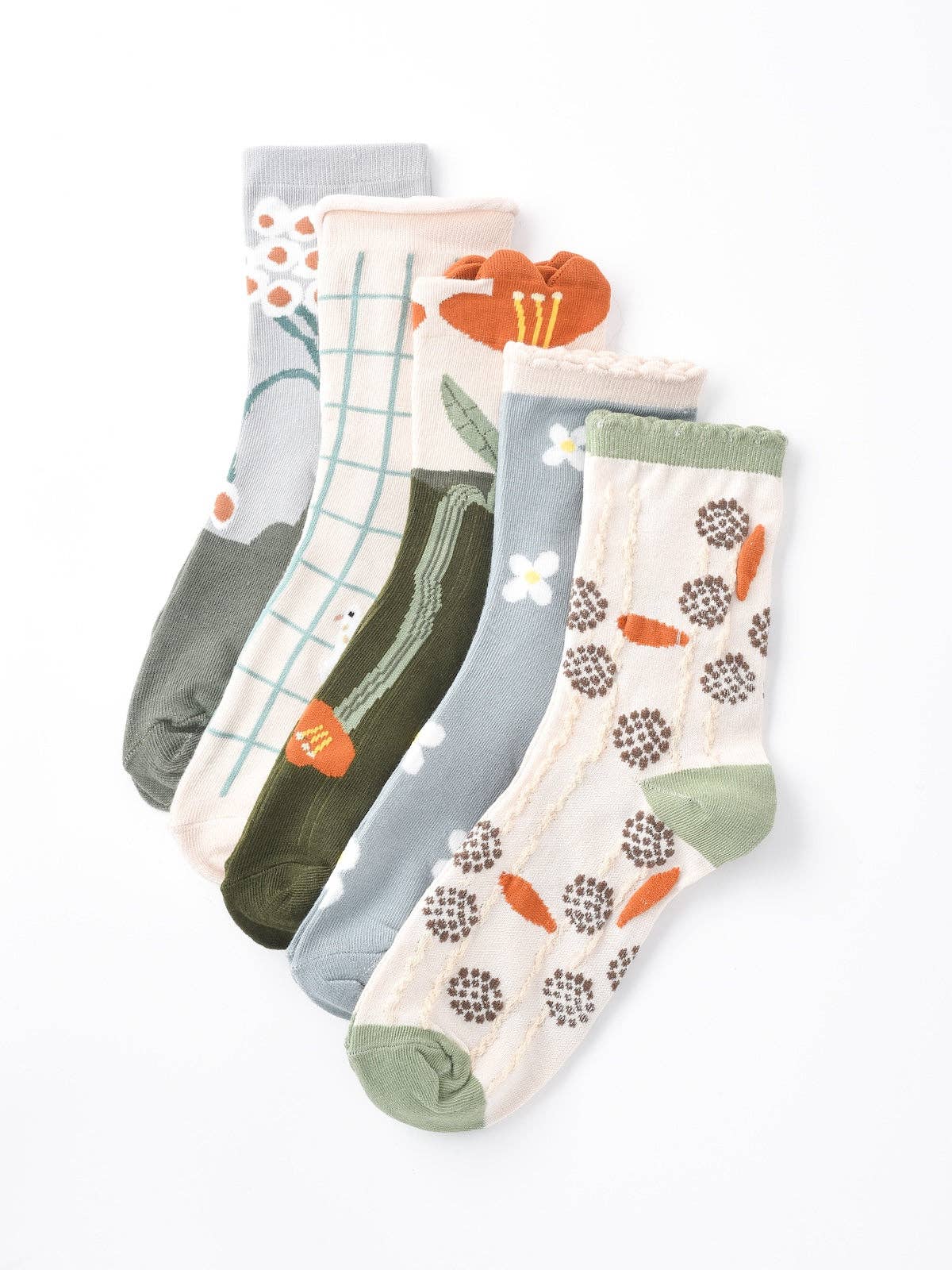 Funkyrel® Atzbranding Limited - Wholesale Socks - Women's - Rufia - Floral Lace Trim Mid-Calf Socks12