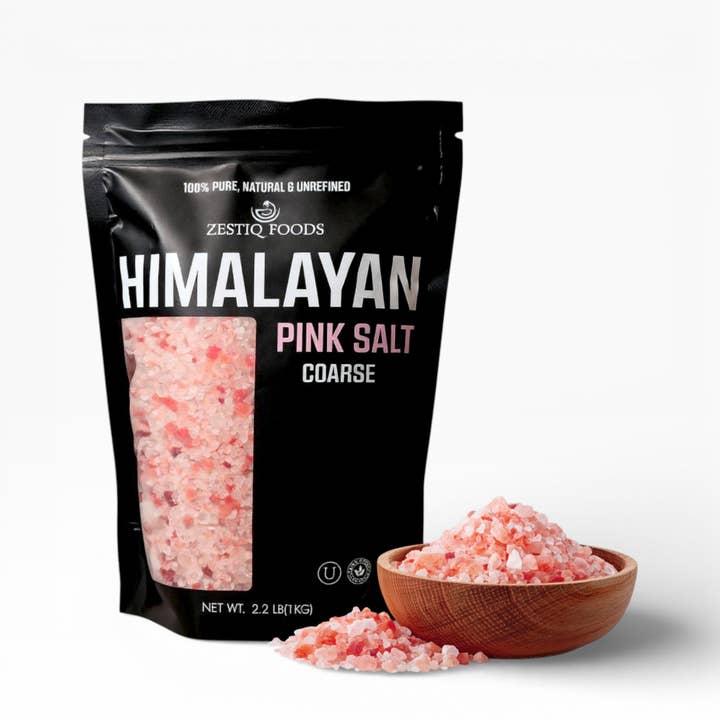 Premium Himalayan Pink Salt Coarse 2.2lb Pouch Mineral Rich for wholesale by Zestiq Foods