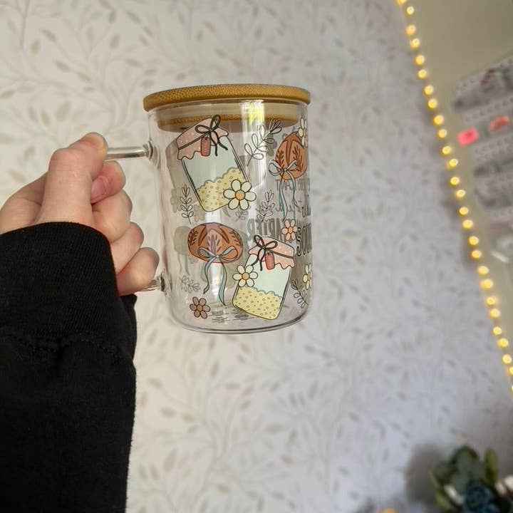 SKS Design Studio - Wholesale Coffee Mug - Sorry I Can't, I Have to Feed My Sourdough Starter | UVDTF | 15oz Mug with Handle, Bamboo Lid & Straw2