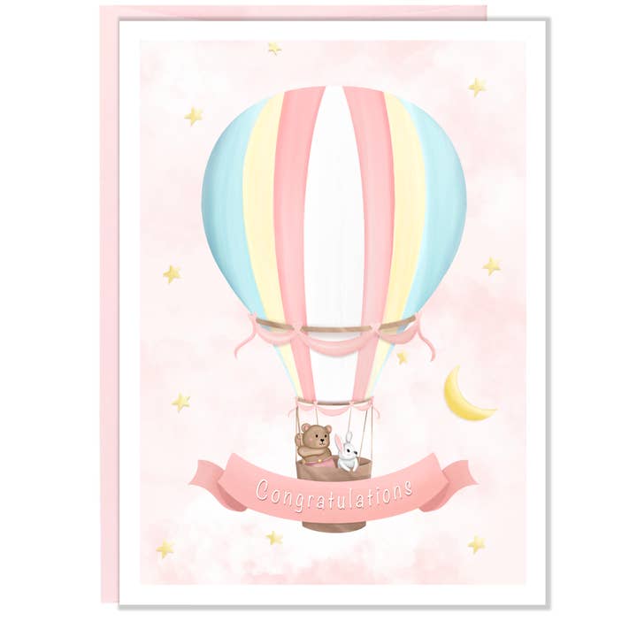 Congratulations Balloon Baby Card for wholesale by Tabs Art Shop