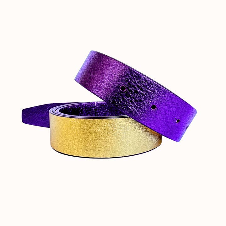 Goldfinger & Royal Purple Reversible Leather Belt | 3cm for wholesale by Cesoli