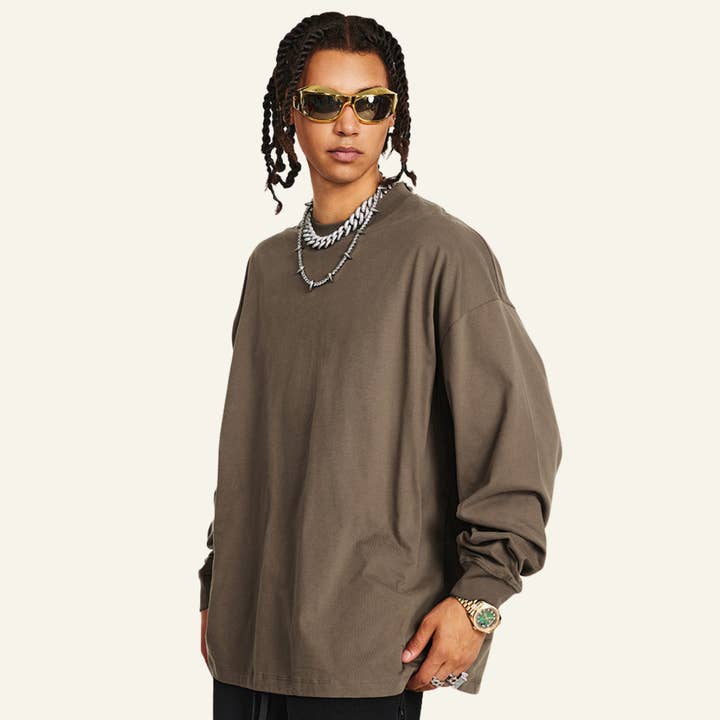 Heren effen kleur lange mouwen T-shirt. voor wholesale door particleactive