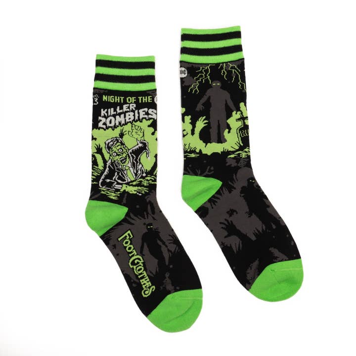 Night of the Killer Zombies Crew Socks for wholesale by FootClothes LLC