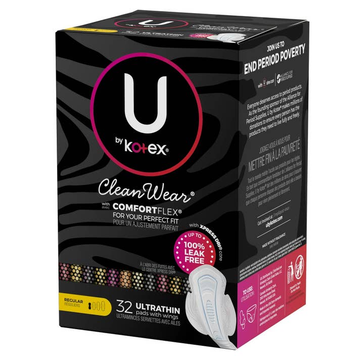 First Choice Buying - Wholesale Menstrual pad/liner - U by Kotex CleanWear Ultra Thin Feminine Pads with Wings, Regular, 32 Count1