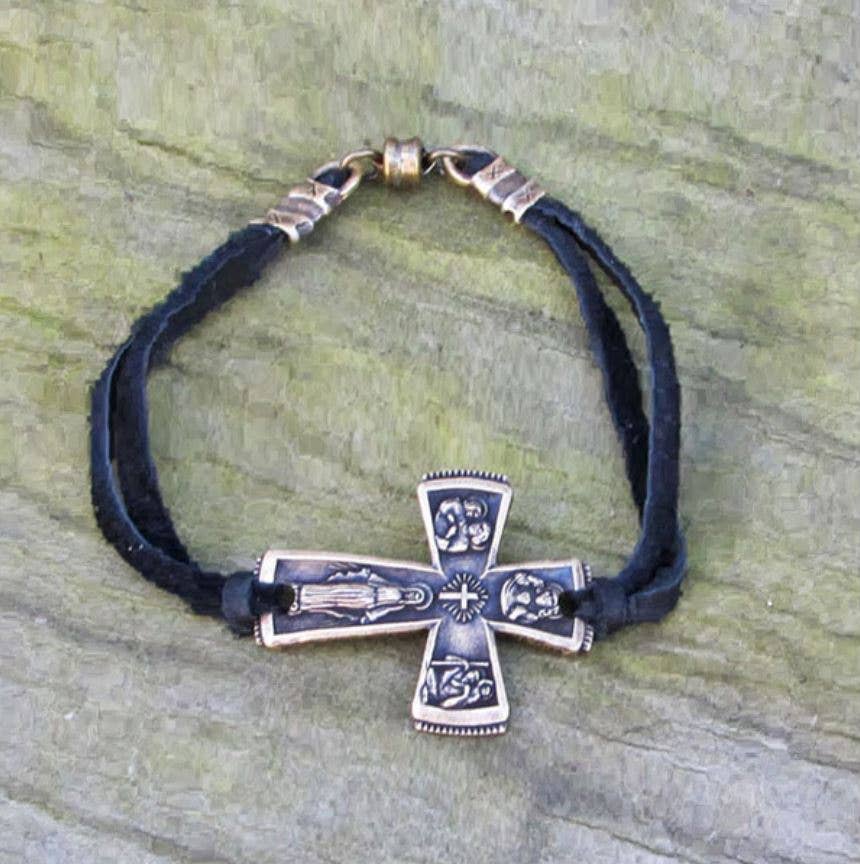 Lorraine Frances Jewelry - Wholesale Charm/Dangle Bracelet - Four Way Medal Cross Deerskin Bracelet1