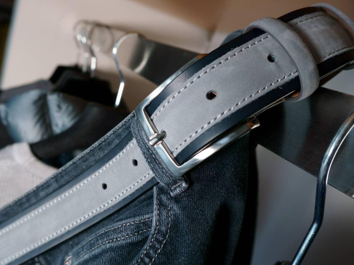 Tailorbelt - Wholesale Belt - Men's - Deep Blue and light gray nubuck men's sports belt1