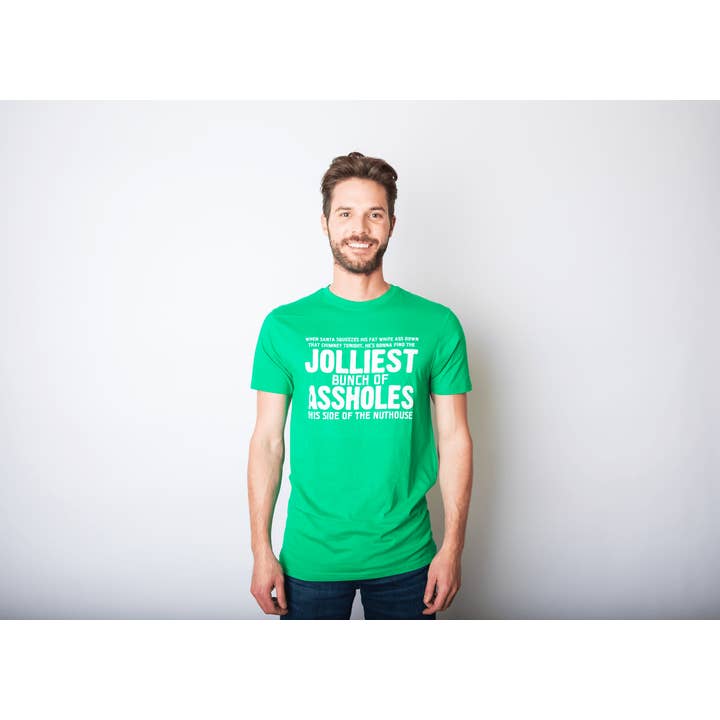 Crazy Dog T-Shirts - Wholesale Screen Printed T-Shirt - Men's - Jolliest Bunch Of Assholes Graphic Tee Christmas T-shirt