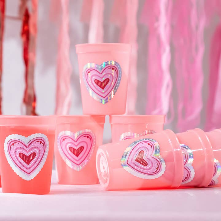 Gobelets à changement de couleur en forme de cœur (8 unités) pour la vente par Packed Party