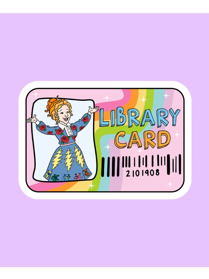 Magic School Bus Inspired Library Card Sticker for wholesale by Shadows of Sunshine