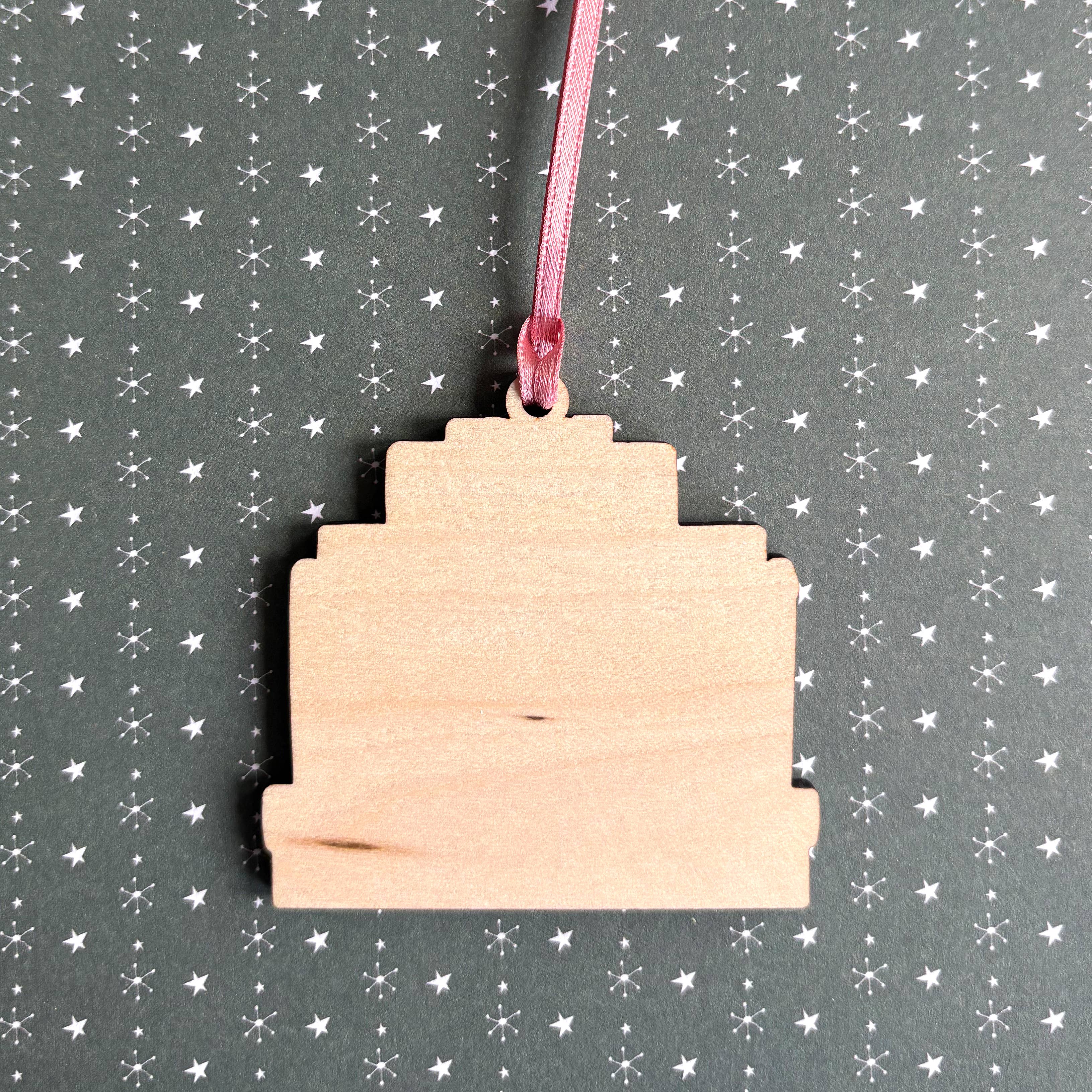 Quote and Quill – wholesale Ornament – Festive Bookshelf Wooden Christmas Tree Decoration2