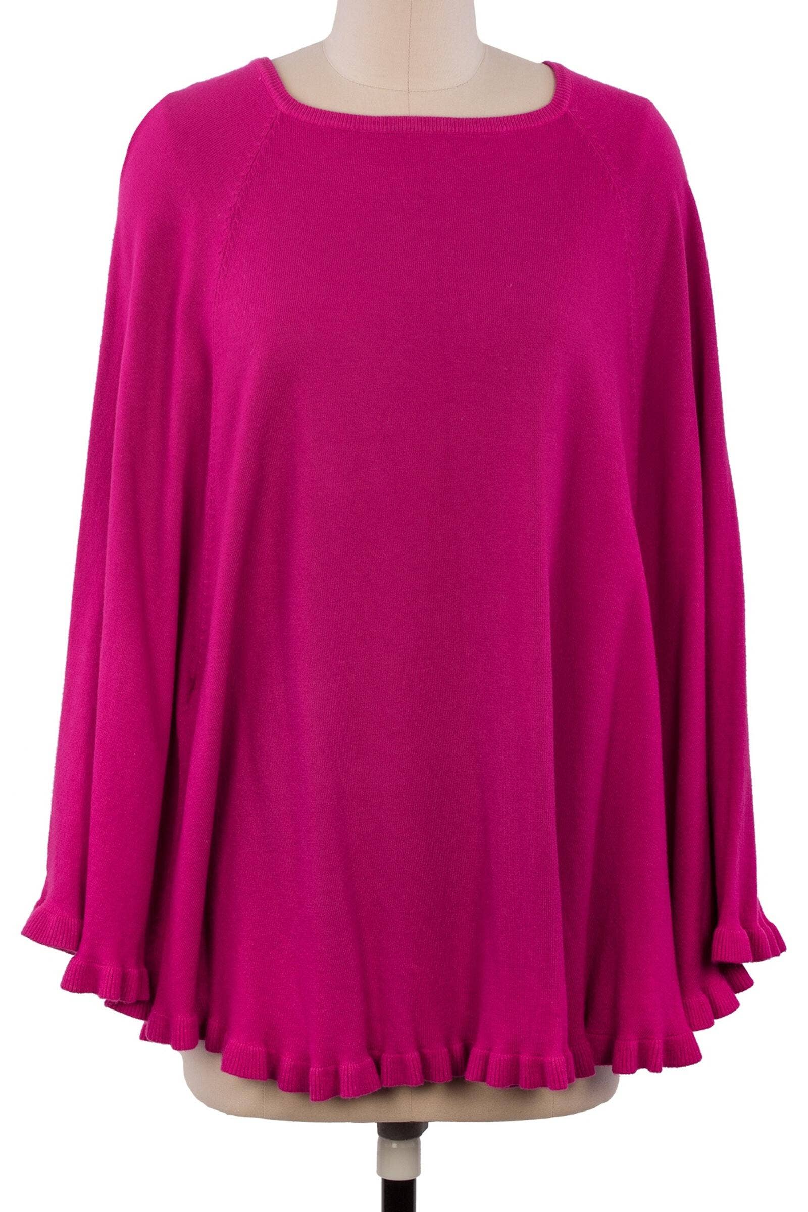 SAACHI - Wholesale Poncho - Women's - Talia Ruffled Hem Poncho Sweater3