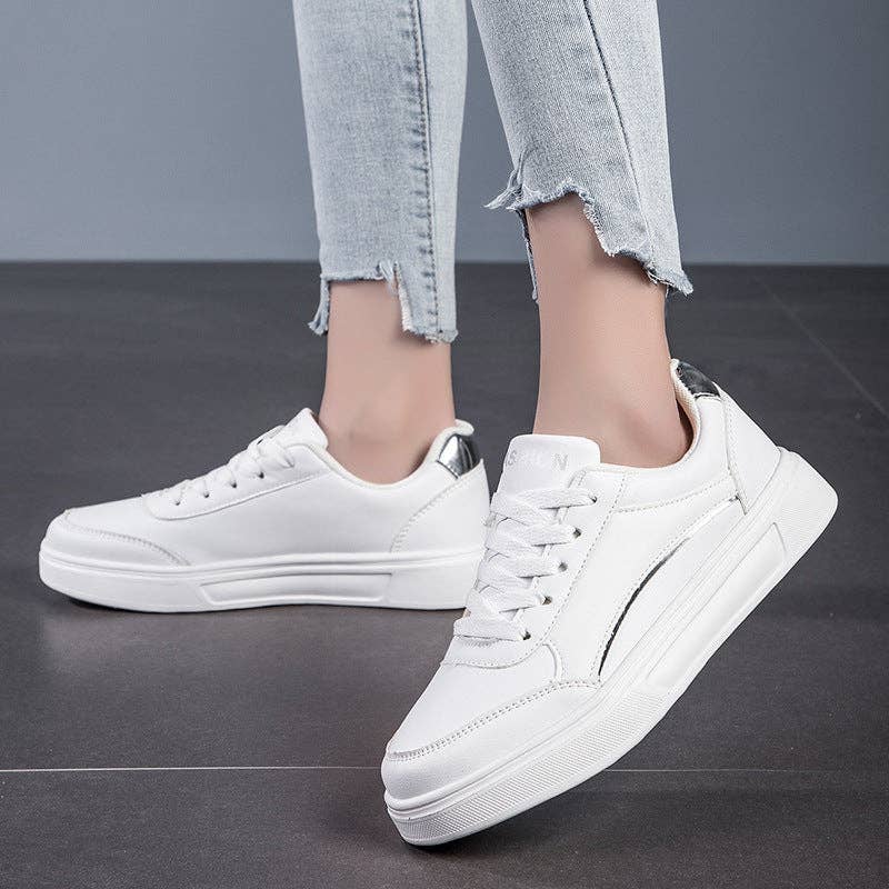 Naomi's Happy Place Shop - Wholesale Lifestyle trainers – Women′s - White shoes for women, white board shoes, anti slip flat bottom3