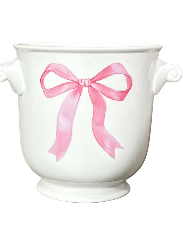 Valentines rosa rosett hög rullkruka för wholesale av The French Bee & Co