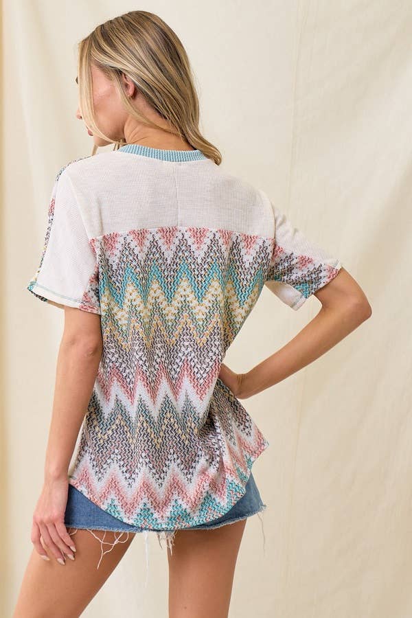 lovely melody - Wholesale T-Shirt - Women's - LMT3883-Lucianas aztect print top21