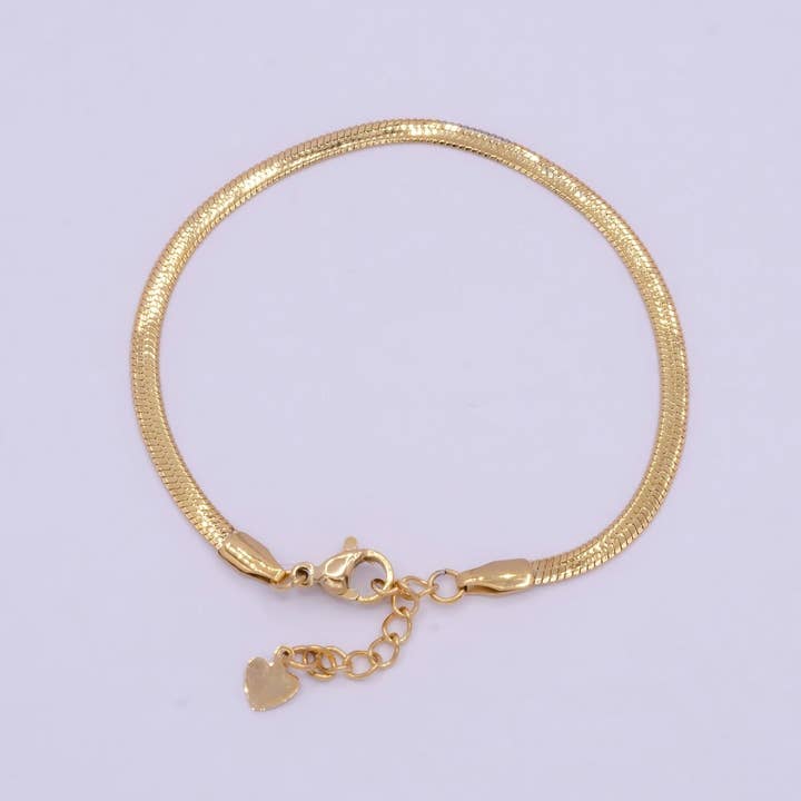 Aim Eternal - Wholesale Link & Chain Bracelet - Gold 3mm 4mm 5mm Herringbone Snake Chain Bracelet For Wholesale Bracelet Jewelry Making Supply | WA-924 WA-925 WA-926