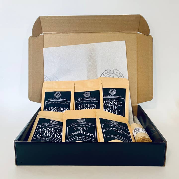 Favourites NovelTea Teeprobenbox (schwarzes Etikett) für den Großhandel von NovelTea Bookstore & Gifts