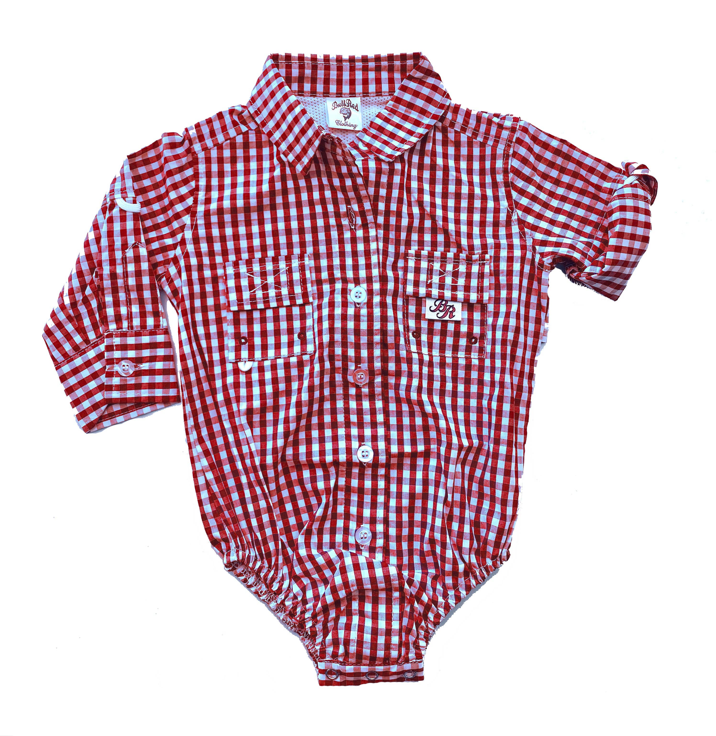 Bullred Clothing - Wholesale Bodysuit (Non-Footed) - Baby - Bullred Baby Fishing Onesies - Large Pattern Gingham1