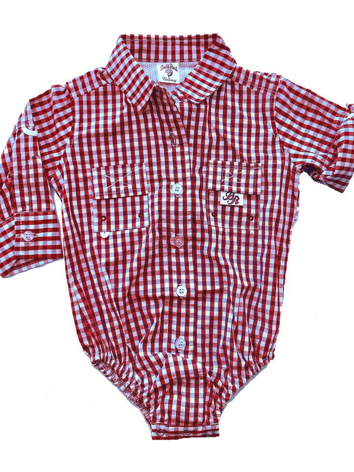 Bullred Clothing - Wholesale Bodysuit (non-footed) – Baby - Bullred Baby Fishing Onesies - Large Pattern Gingham4