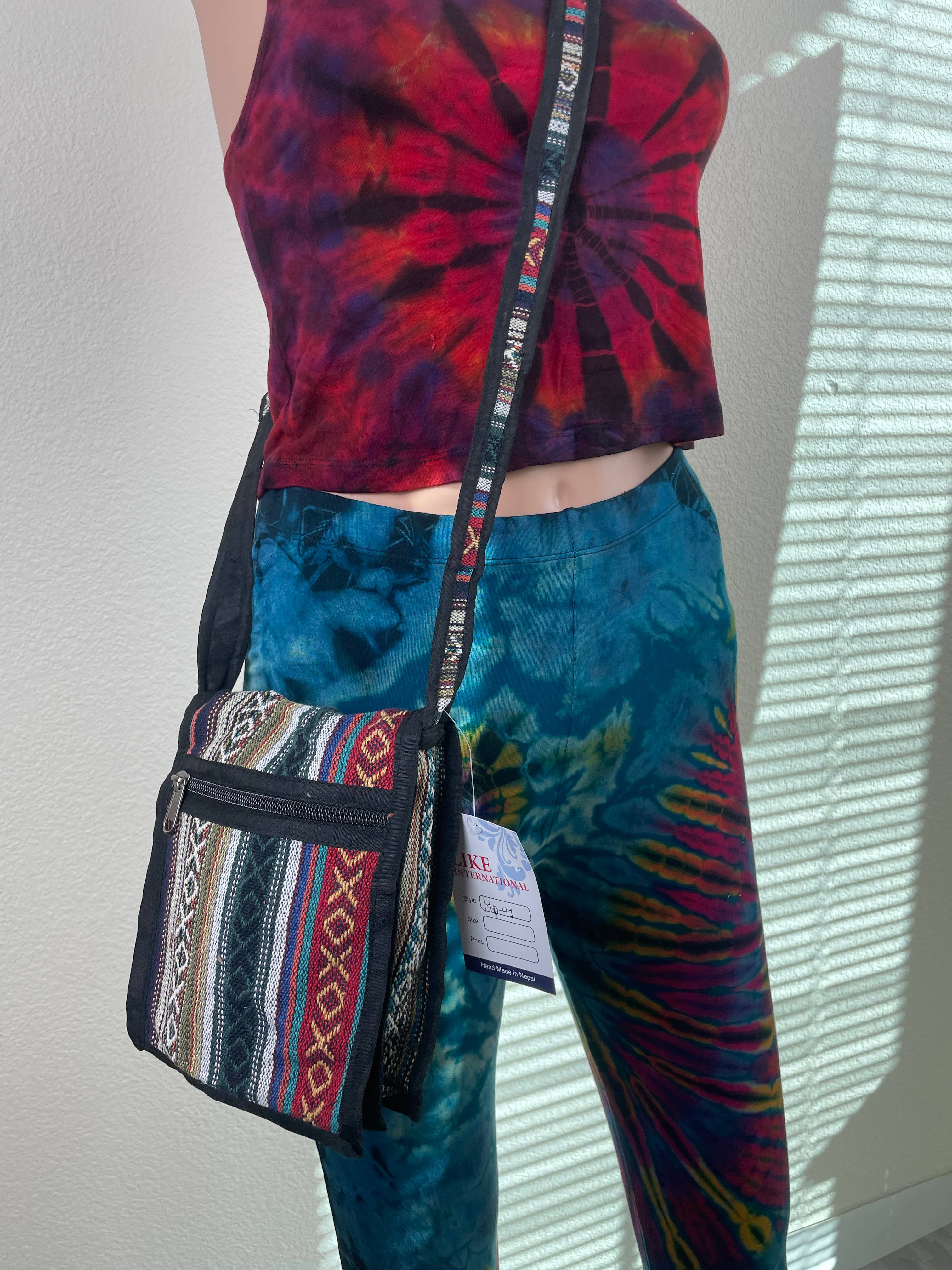 Like International - Vente Sac porté épaule – femme - Adorable coton passeport voyage trois poches rayure ajustable3