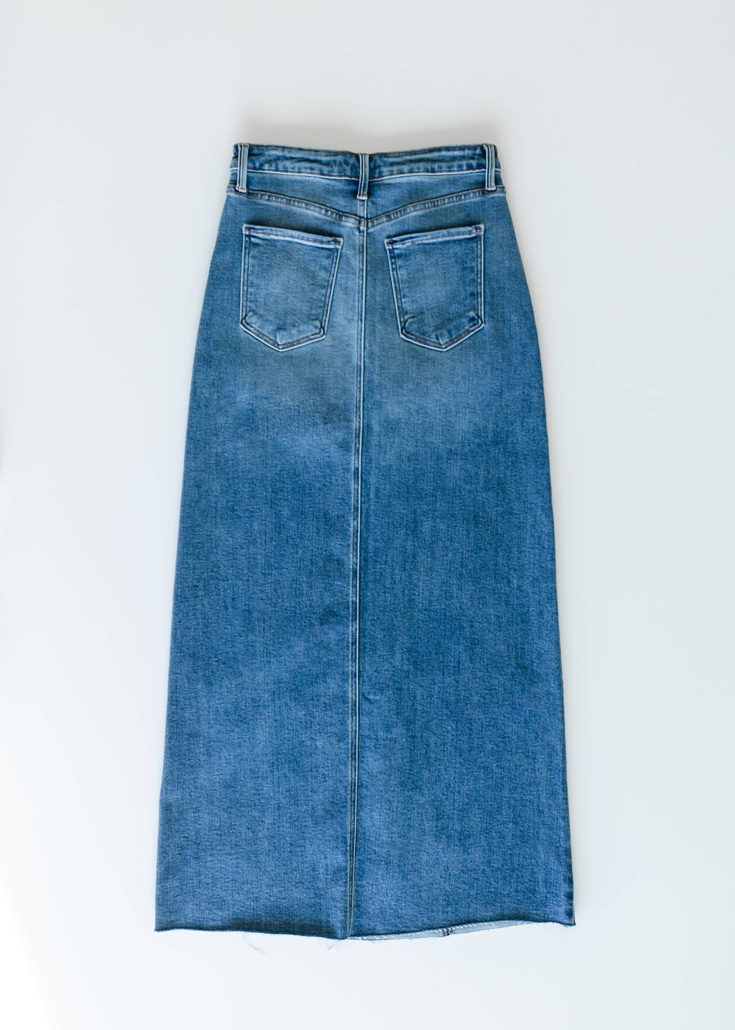 Inherit Clothing Company - Venta al por mayor Falda - Mujer - Falda vaquera maxi de línea A con dobladillo sin rematar de Lee7