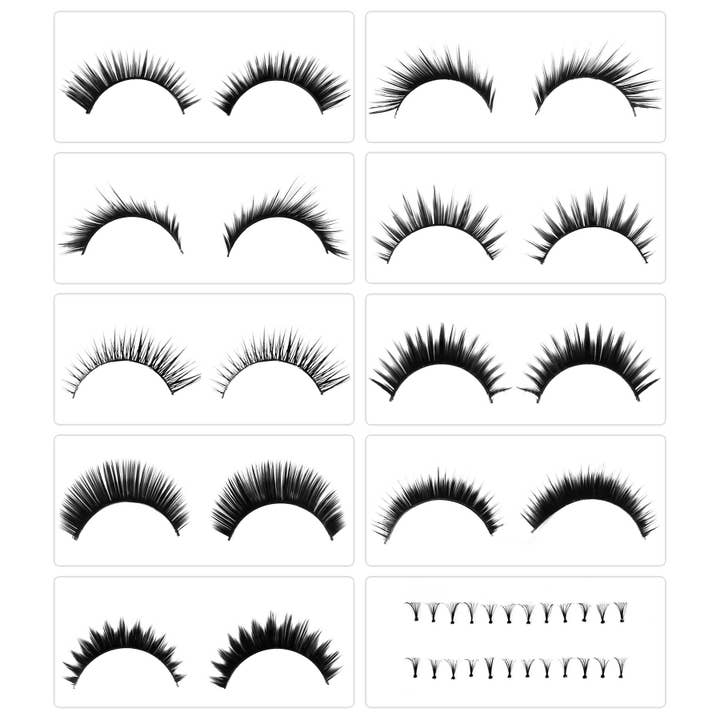 SHANY Cosmetics - Wholesale False/Fake Eyelashes - Eyelash Extend - Set of 10 Assorted Reusable Eyelashes