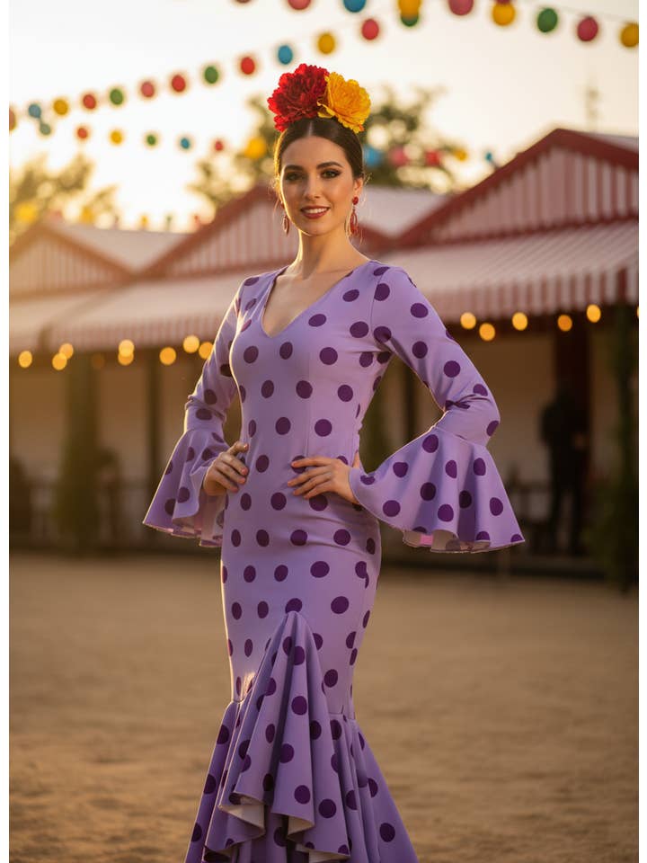 LILAC MAUVE FLAMENCO DRESS EMMA WU DESIGN X FLAMENCA M0491 for wholesale on Faire2