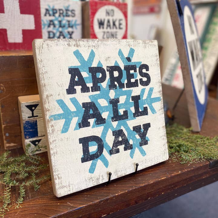 Winni Made - Wholesale Sign - Après All Day Rustic Ski Sign | Handmade Winter Decor for Ski Lodge | Vintage Winter Sports Gift2
