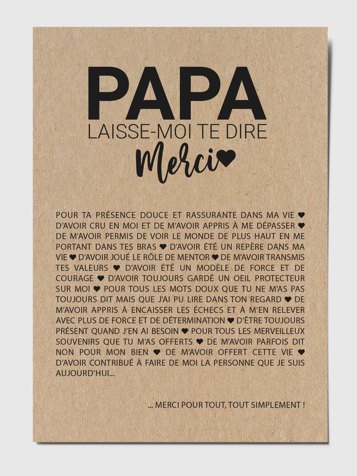 Carte postale "Papa laisse-moi te dire merci" pour la vente par HappyWeSisters
