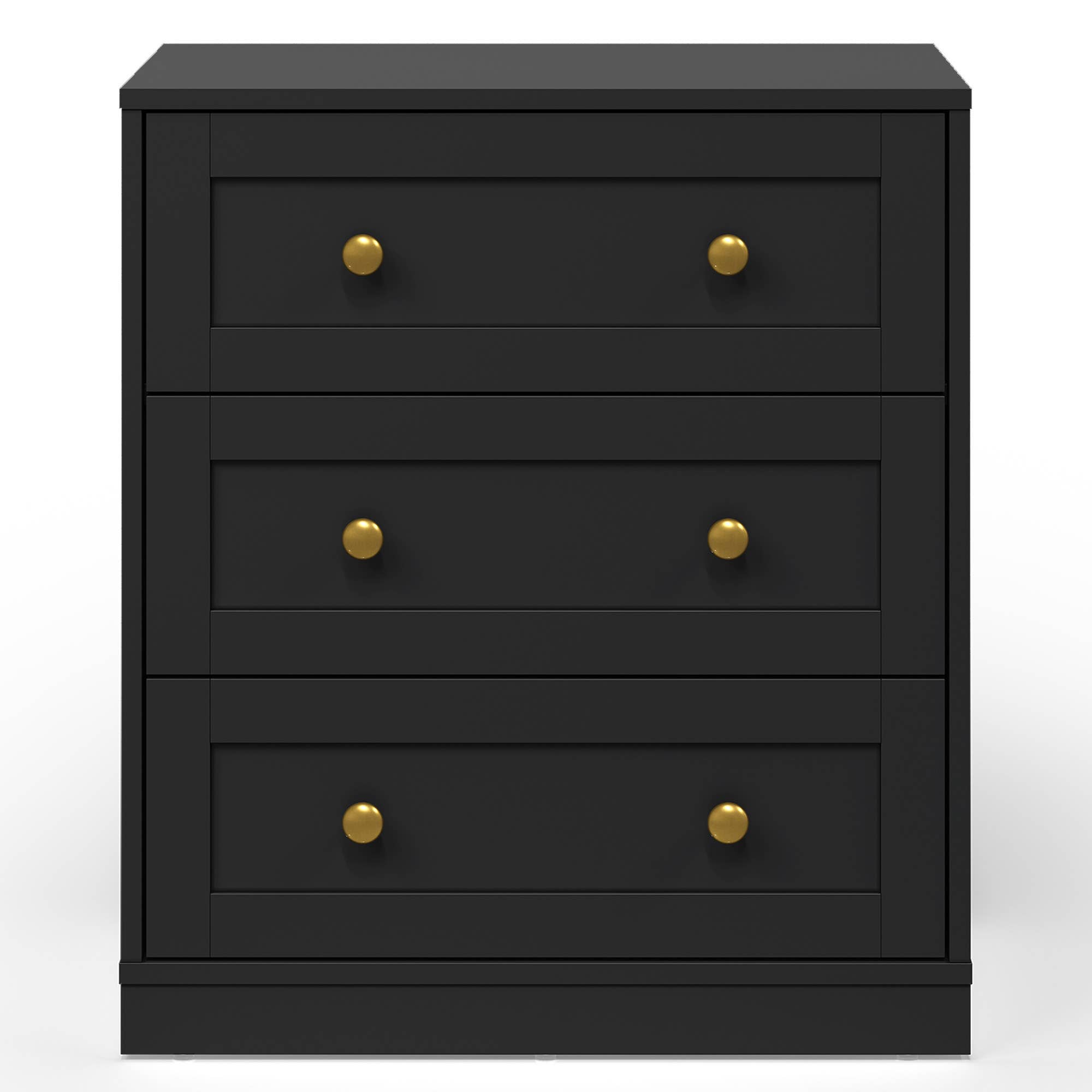 Heynemo - Vente Armoire - Table de chevet à 3 tiroirs, grande table de chevet avec rond doré5