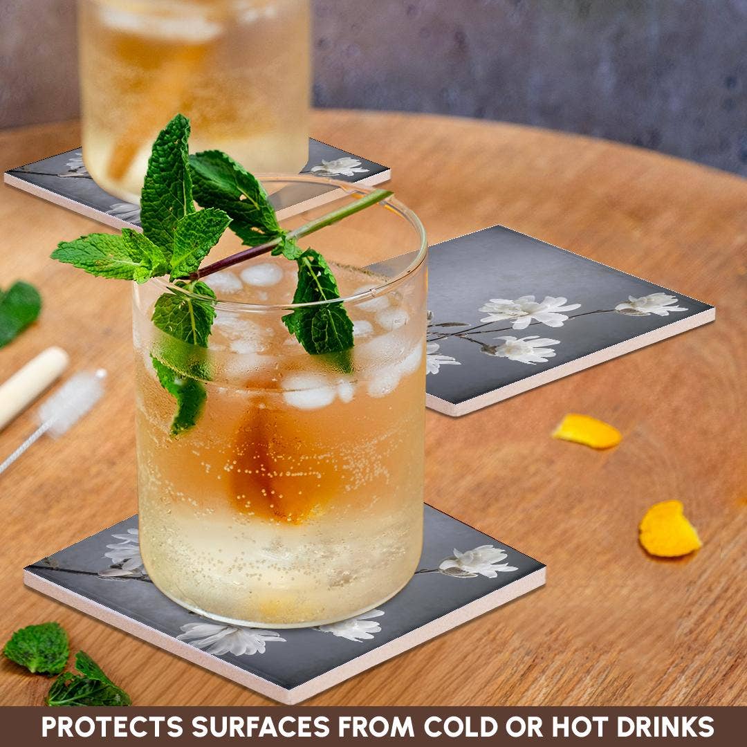 3dRose - Wholesale Coasters - 3dRose, USA, WA, Seabeck. White magnolia flowers and branches. , Coaster2