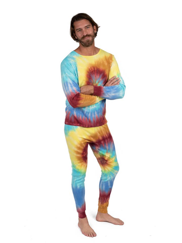 Pyjama deux pièces en coton pour homme Tie Dye pour la vente par Leveret Pajamas