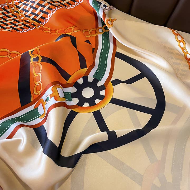 Orange French Style Long Satin Scarf for Fall Layering_CWASC0533 for wholesale on Faire2