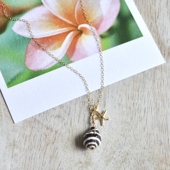 Pyrene Shell & Starfish Necklace for wholesale by Salty But Sweet