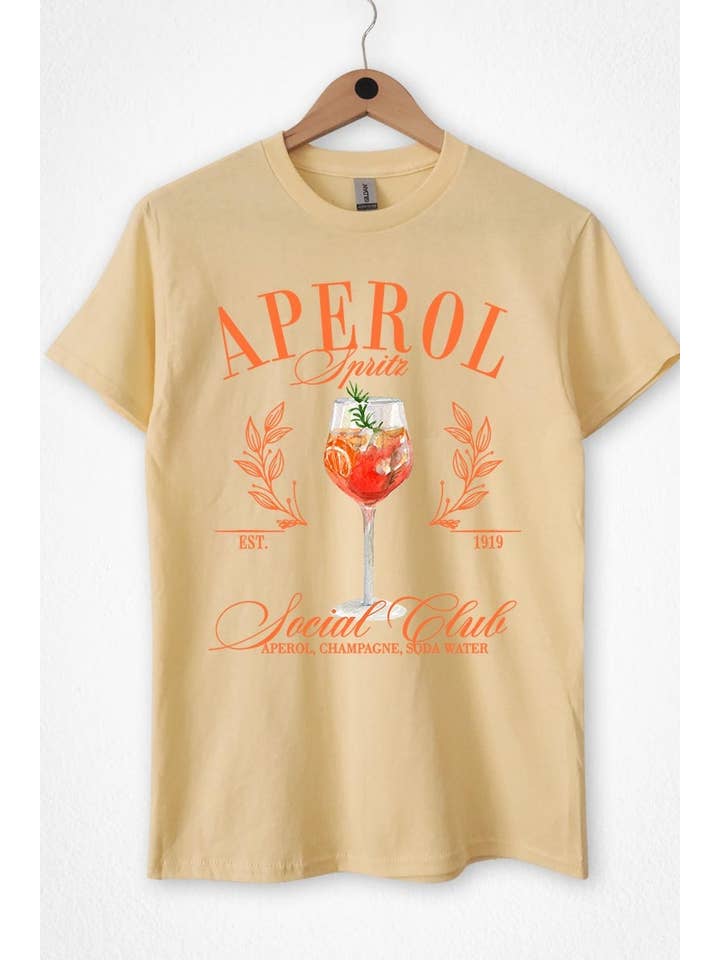 Pink Irene Wholesale - Wholesale Shirt - Women's - Aperol Spritz Club Graphic Heavy Cotton Tee