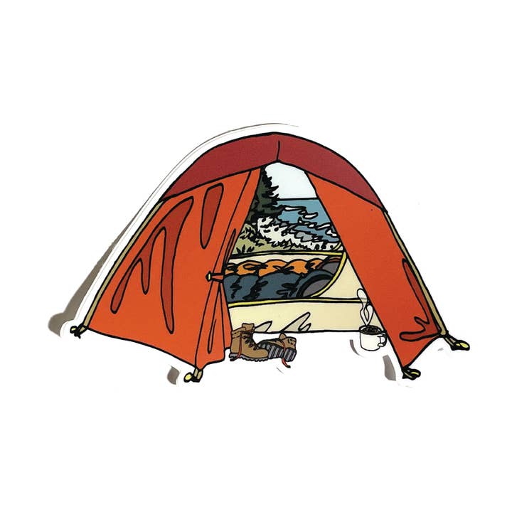 Beach Camp Tent Sticker for wholesale by Wild Life Illustration Co.