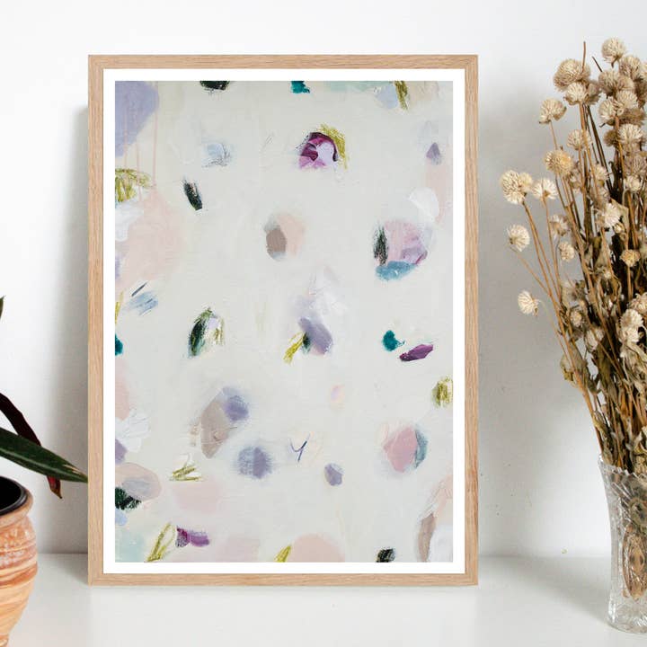 'Sweetpea' A3 abstrakt vægtryk for engroshandel hos The Hidden Pearl Studio