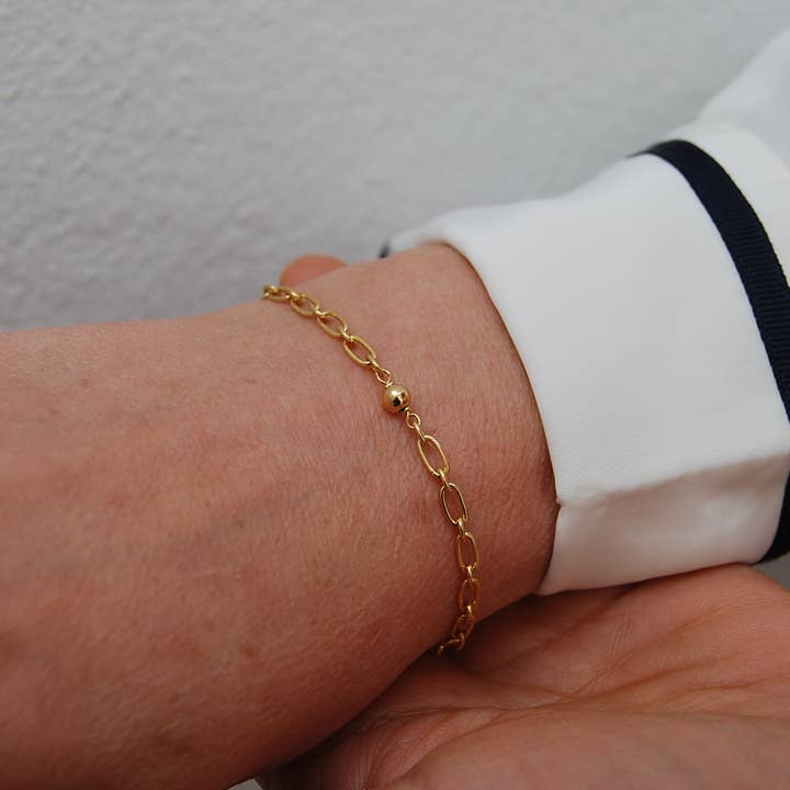 Armband van sterling zilver met balletjes, sierlijke kettingarmband. voor wholesale door Yneda Jewels