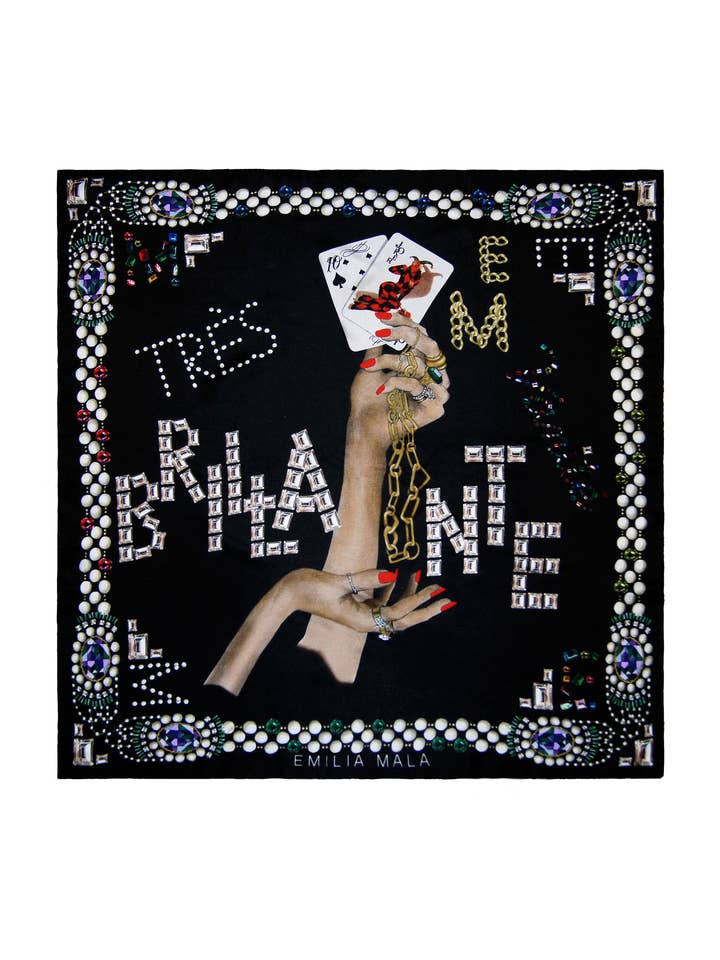 Très Brillante Silk Scarf-Black for wholesale by Emilia Mala