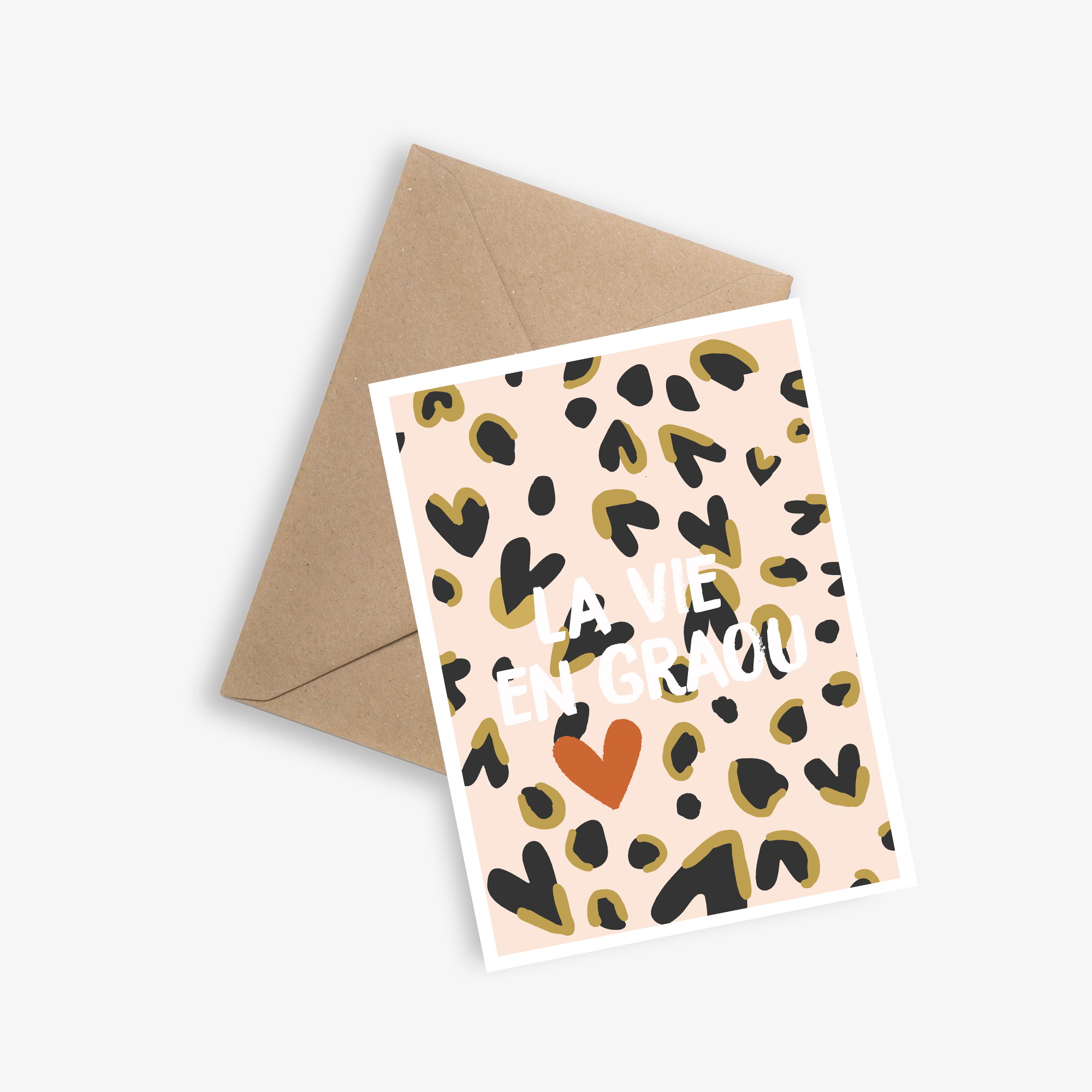LE PAPIER GRAPHIQUE – wholesale Love card – La Vie en Graou (Life in Graou) - Simple card1